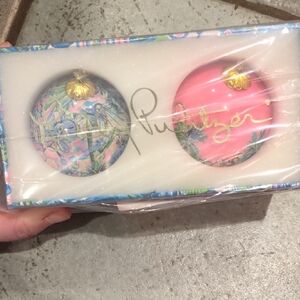 Lilly Pulitzer Pink and Blue Ornament Set